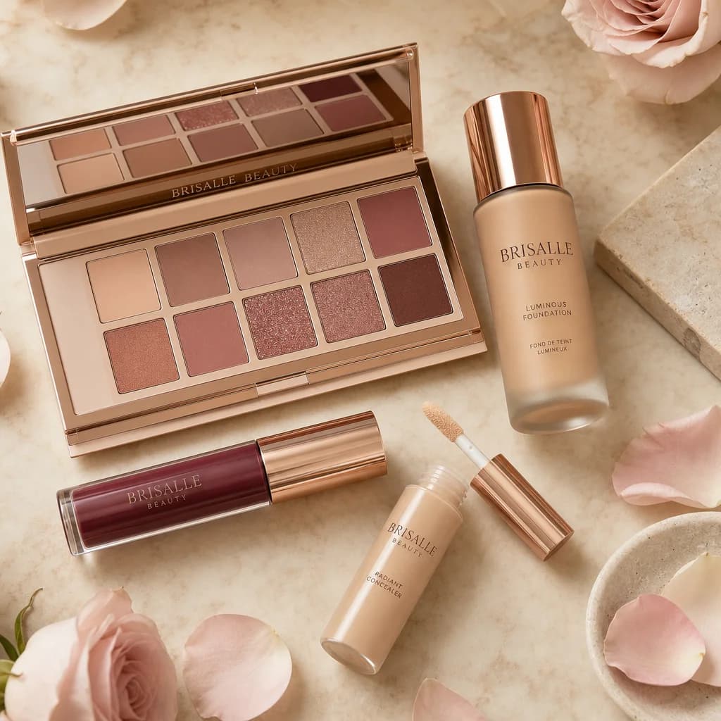 Brisalle Beauty luxury beauty flatlay